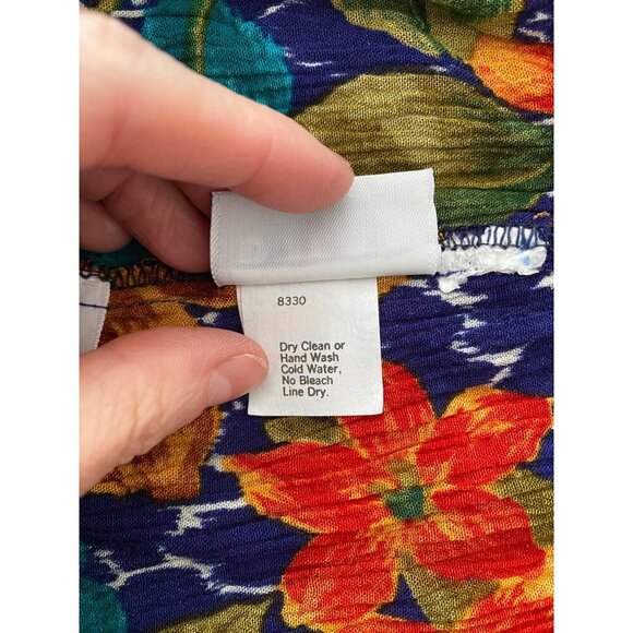 Vtg Russ Cropped Pull On Gauze Pants, Floral Size 18 Made in USA Union Made - Picture 4 of 9